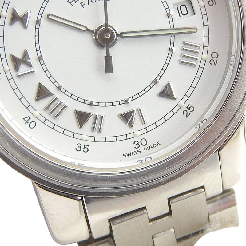Hermes Carrick Stainless Steel Quartz Analog Display White Dial Watch
