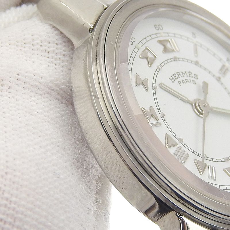 Hermes Carrick Stainless Steel Quartz Analog Display White Dial Watch