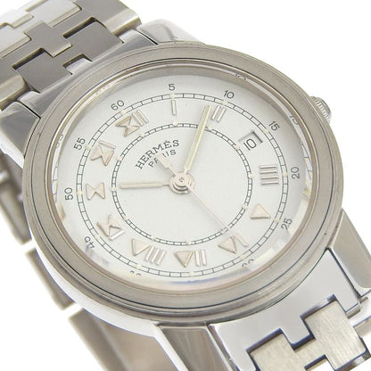 Hermes Carrick Stainless Steel Quartz Analog Display White Dial Watch