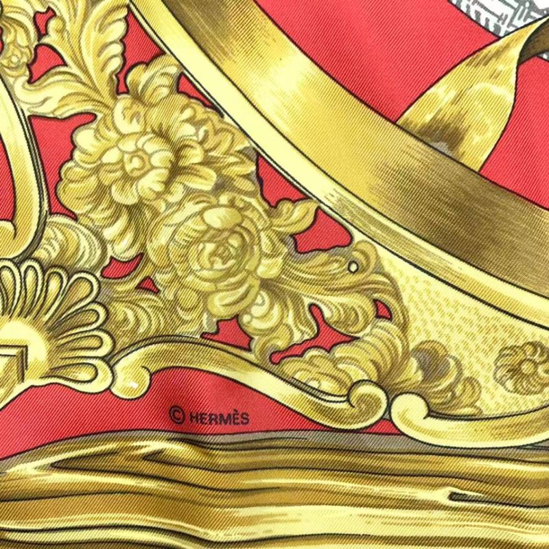 Hermes Carre 90 Etriers Stirrup Pattern Harness Pattern Scarf Silk Black Red