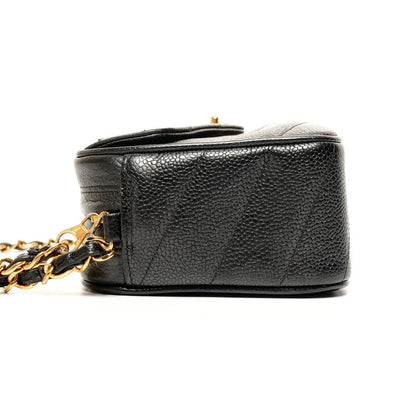 Chanel Shoulder Bag Caviar Turnlock Chain