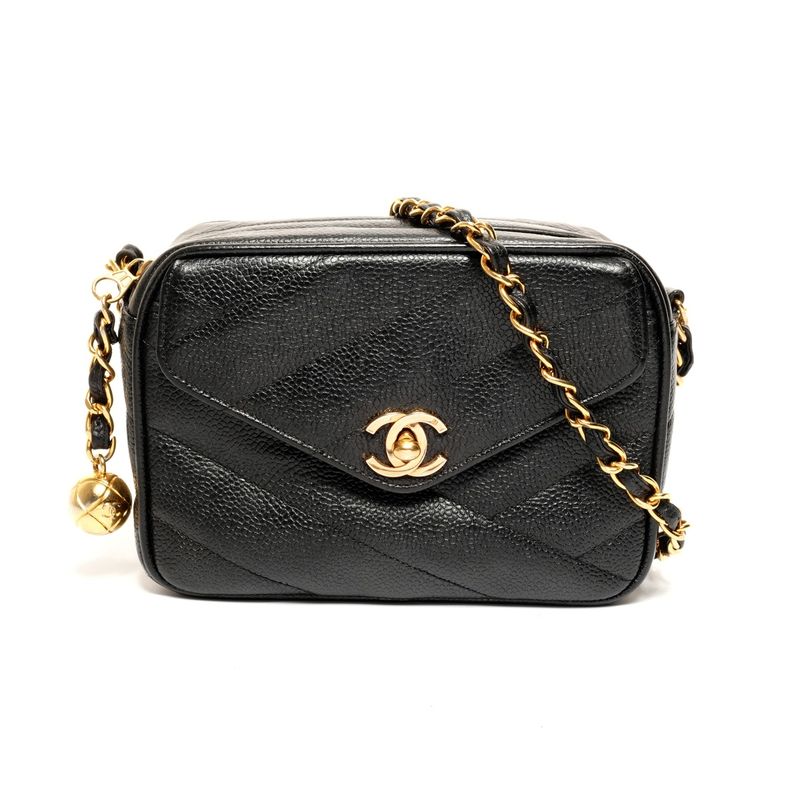 Chanel Shoulder Bag Caviar Turnlock Chain