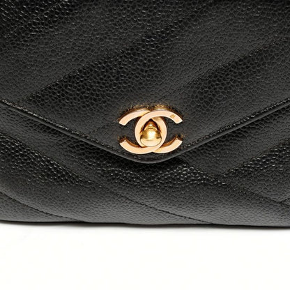Chanel Shoulder Bag Caviar Turnlock Chain