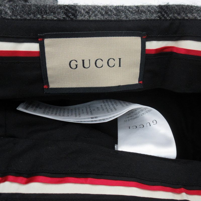 Gucci Wide Pants Slacks Check Double Gray Wool 44 Kering Co Ltd Japan