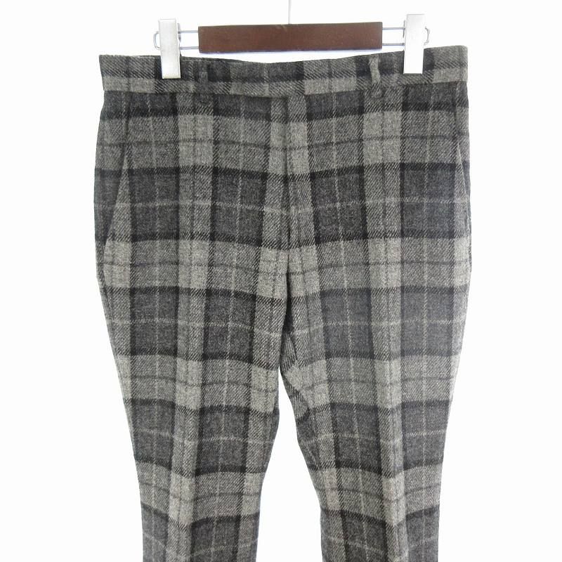 Gucci Wide Pants Slacks Check Double Gray Wool 44 Kering Co Ltd Japan