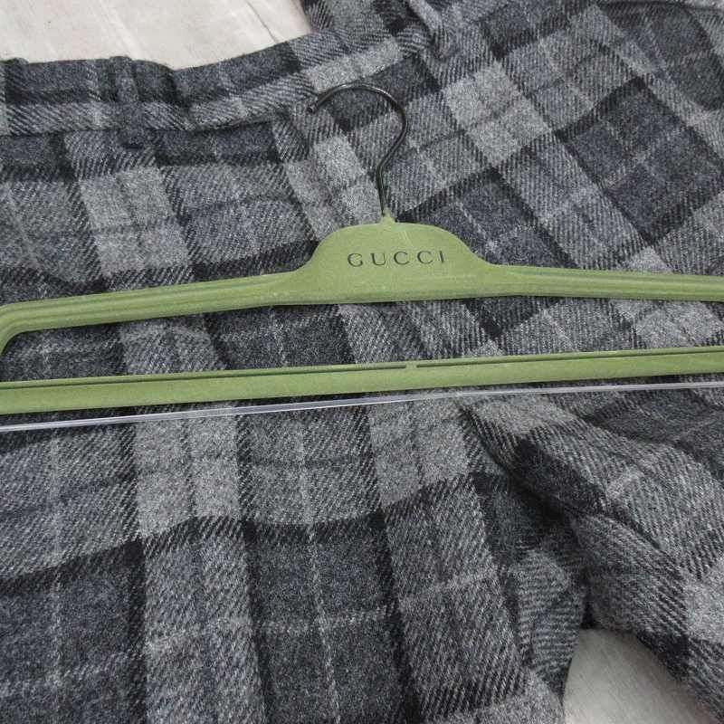 Gucci Wide Pants Slacks Check Double Gray Wool 44 Kering Co Ltd Japan
