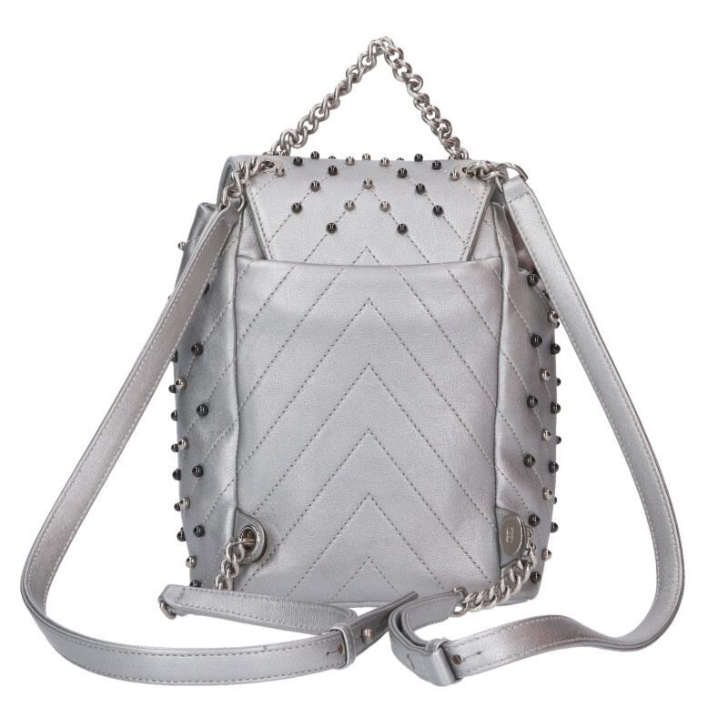 Chanel Chevron Studded Leather Backpack