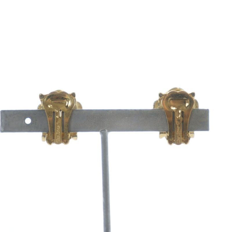 Dior Christian Earrings Clip on Logo Gold MQ OH