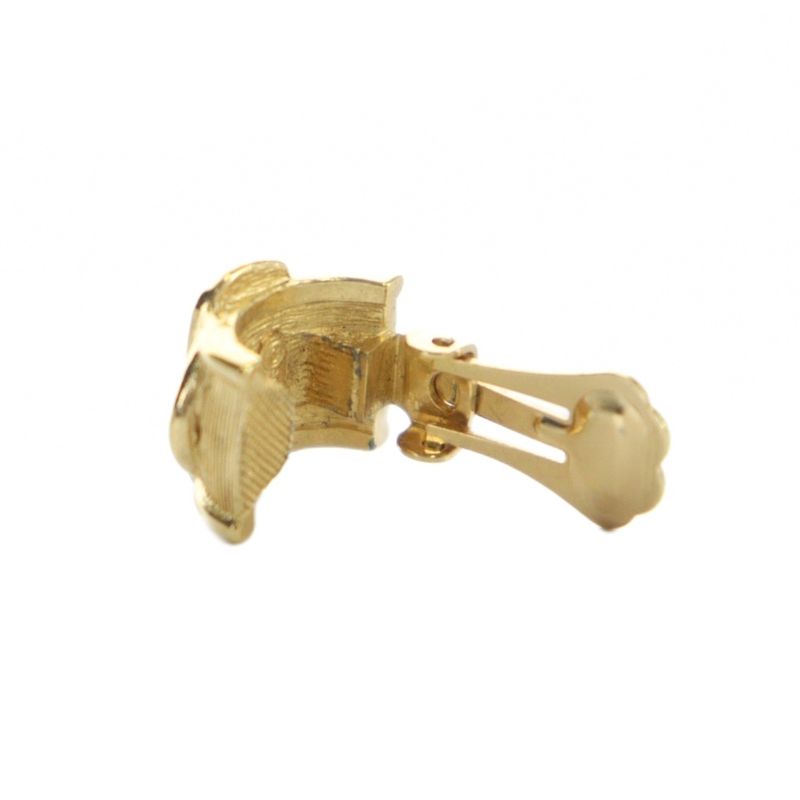 Dior Christian Earrings Clip on Logo Gold MQ OH