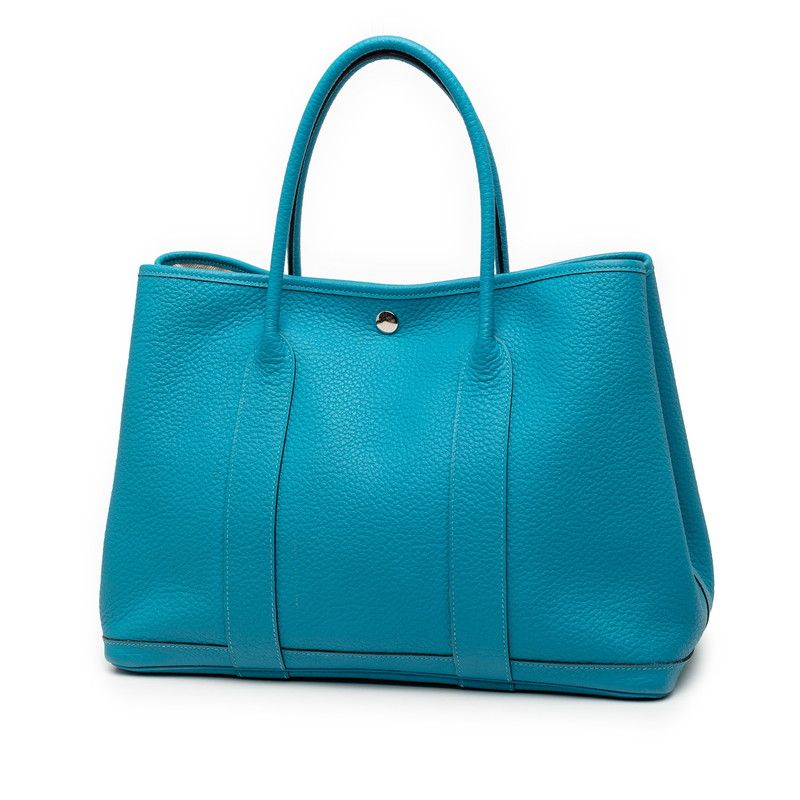Hermes Garden Party PM Tote Blue Cobalt Silver Negonda