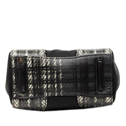 Prada Check Crossbody 2-Way Shoulder Bag Black