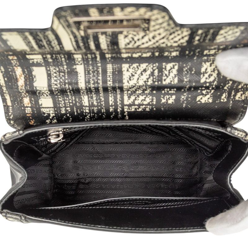 Prada Check Crossbody 2-Way Shoulder Bag Black