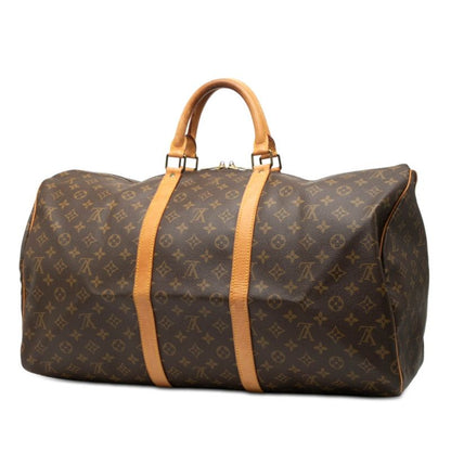 Louis Vuitton Monogram Keepall 55 Boston Bag Brown
