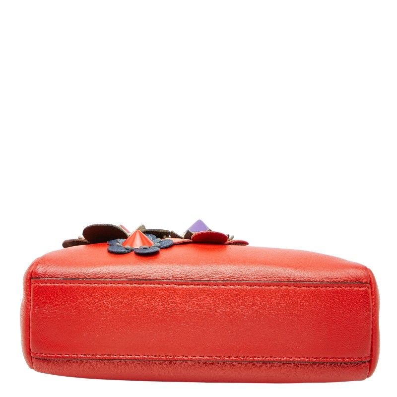 Fendi Micro Peekaboo Flower Motif Shoulder Bag Pochette 2-Way Red
