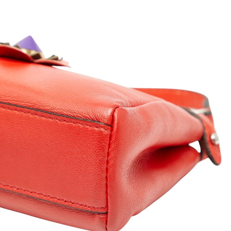Fendi Micro Peekaboo Flower Motif Shoulder Bag Pochette 2-Way Red