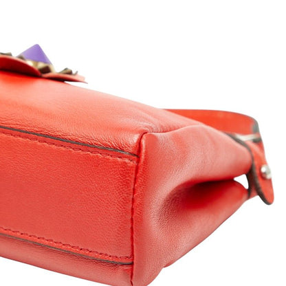Fendi Micro Peekaboo Flower Motif Shoulder Bag Pochette 2-Way Red