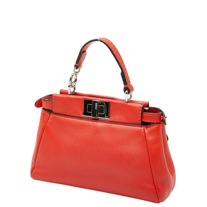 Fendi Micro Peekaboo Flower Motif Shoulder Bag Pochette 2-Way Red