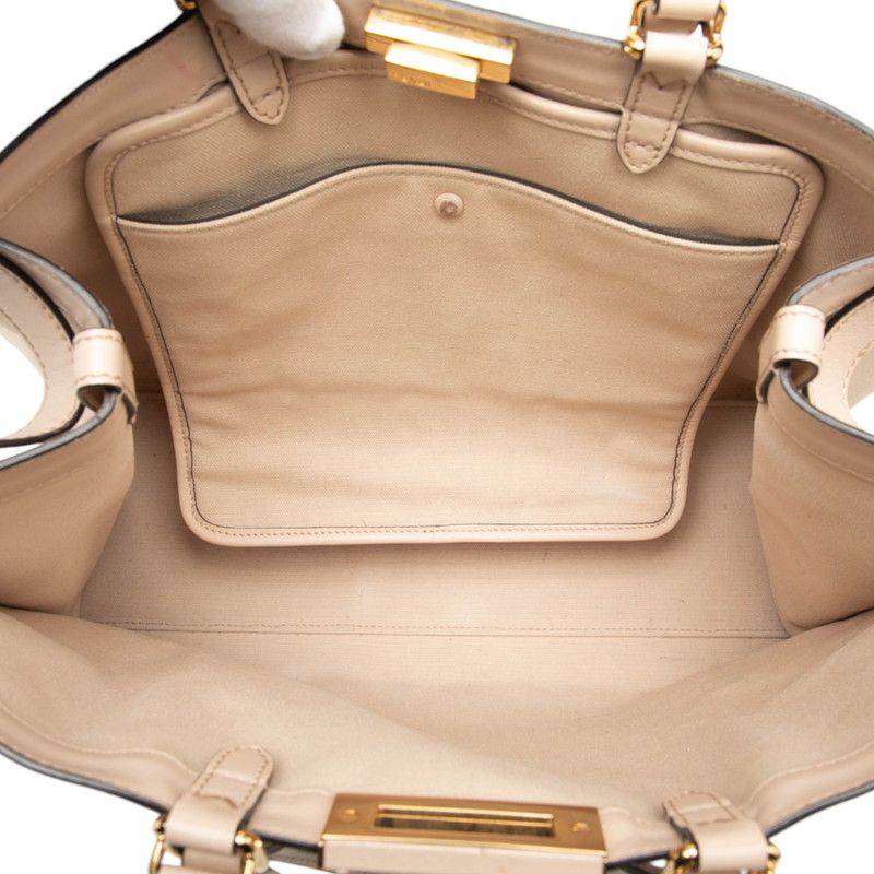Fendi Zucca Peekaboo Ext Tote Shoulder Bag Pink Canvas Leather