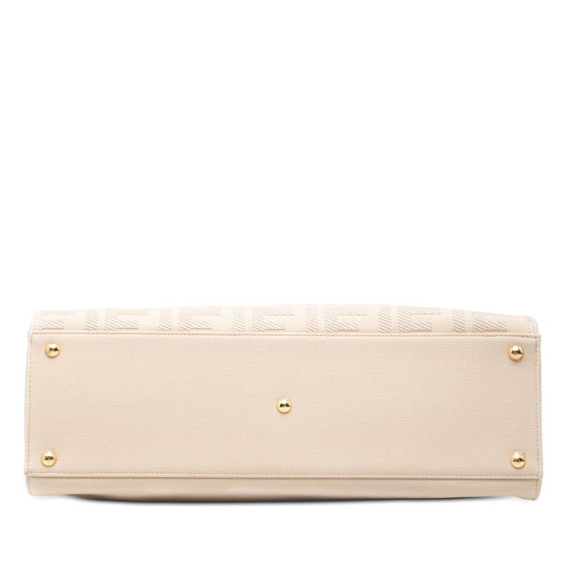Fendi Zucca Peekaboo Ext Tote Shoulder Bag Pink Canvas Leather