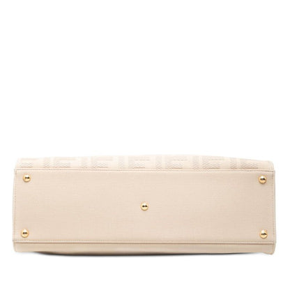 Fendi Zucca Peekaboo Ext Tote Shoulder Bag Pink Canvas Leather