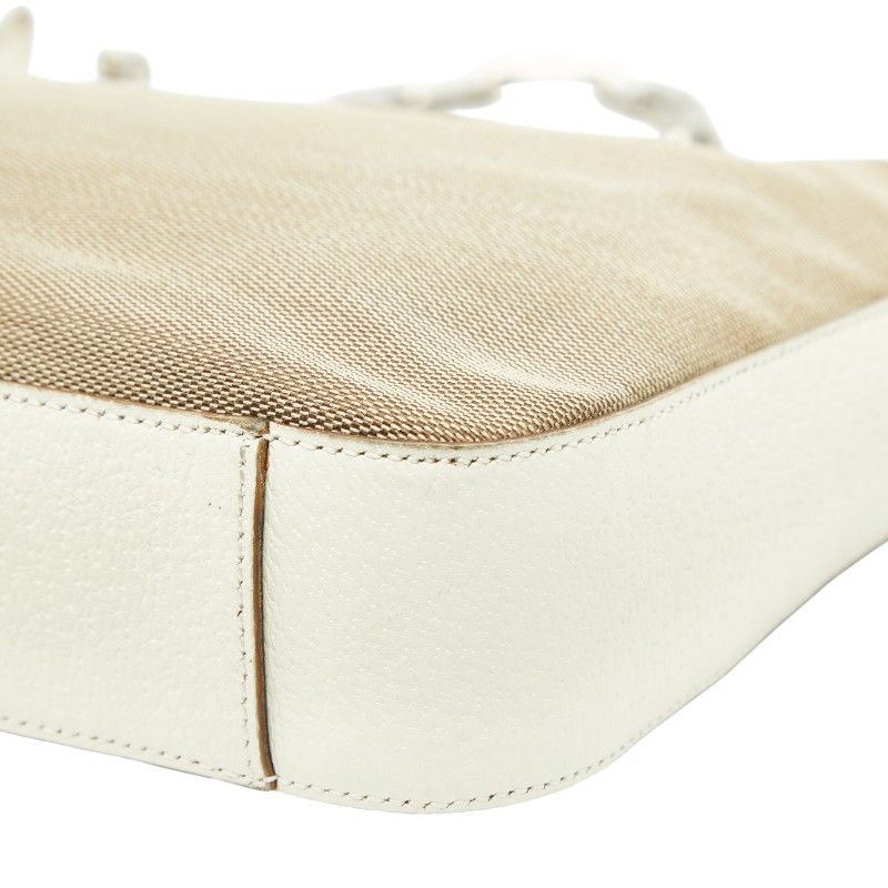 Gucci Chain One Shoulder Bag 001 Beige White Canvas Leather