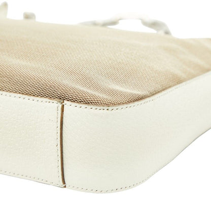 Gucci Chain One Shoulder Bag 001 Beige White Canvas Leather