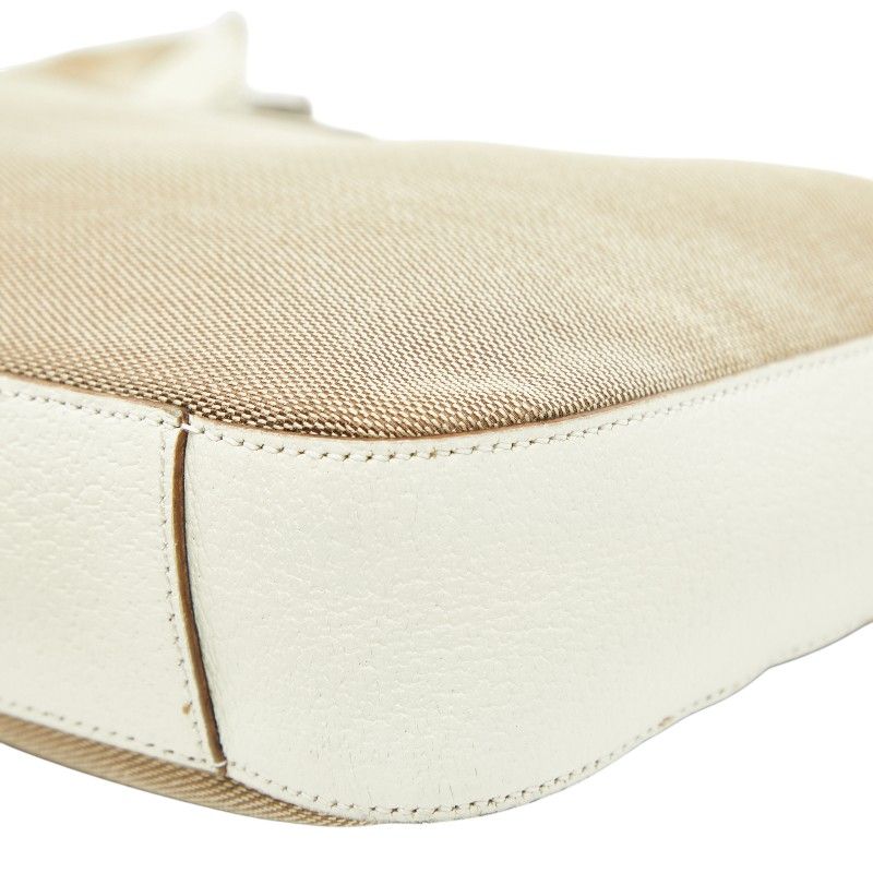 Gucci Chain One Shoulder Bag 001 Beige White Canvas Leather