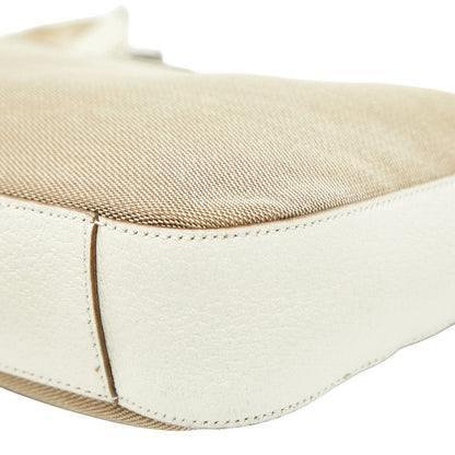 Gucci Chain One Shoulder Bag 001 Beige White Canvas Leather