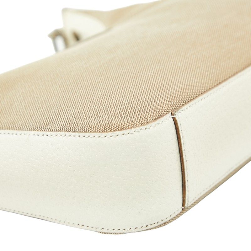 Gucci Chain One Shoulder Bag 001 Beige White Canvas Leather