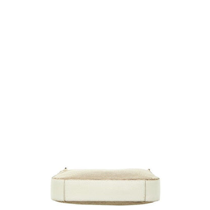 Gucci Chain One Shoulder Bag 001 Beige White Canvas Leather