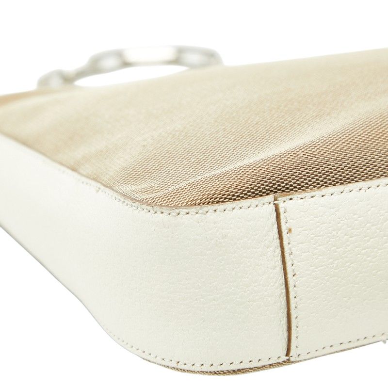 Gucci Chain One Shoulder Bag 001 Beige White Canvas Leather