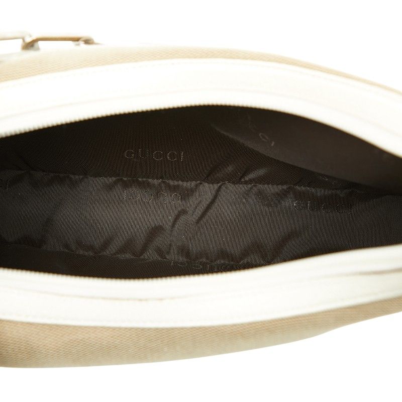 Gucci Chain One Shoulder Bag 001 Beige White Canvas Leather