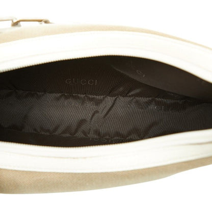Gucci Chain One Shoulder Bag 001 Beige White Canvas Leather