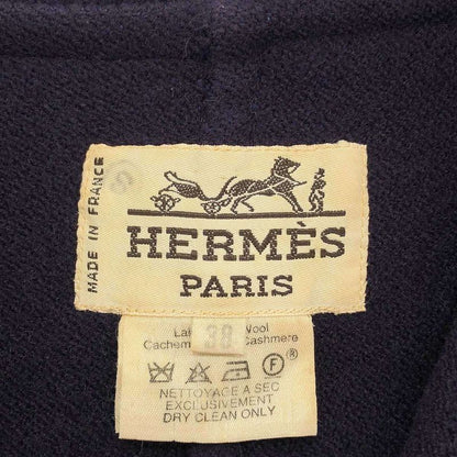 Hermes Glenan Wool Cashmere Duffel Coat Blue 38