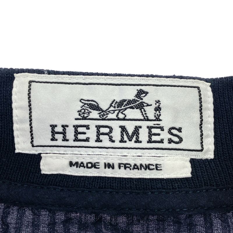 Hermes Zip Up Seersucker Jacket Navy 37