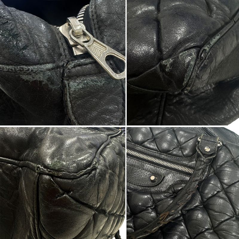 Balenciaga the Matelasse Quilted Leather Bag Black