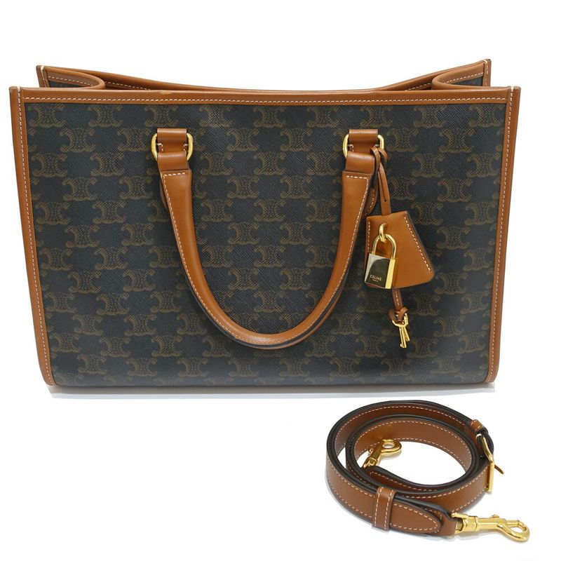 Celine Mini Horizontal Hippo Handbag 2-Way Triomphe Canvas