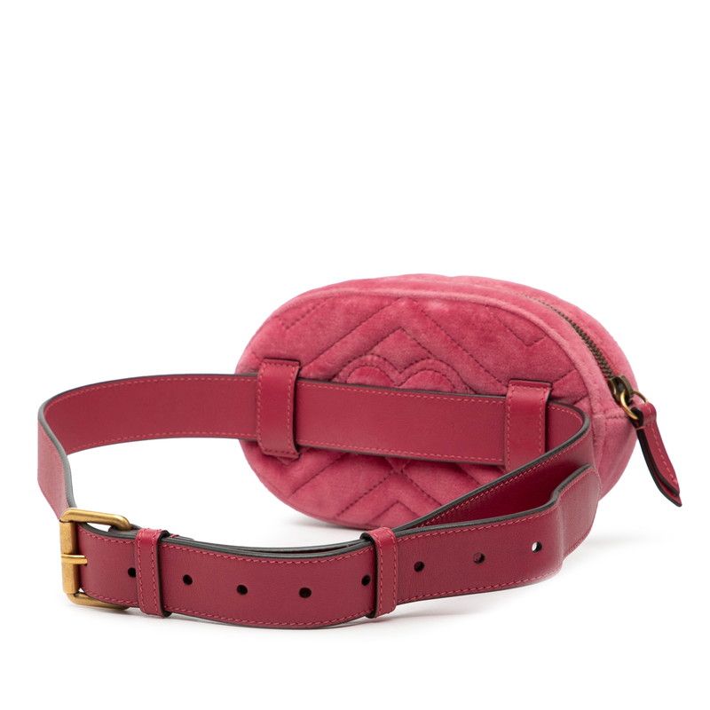 Gucci GG Marmont Quilted Body Bag Pink Velour