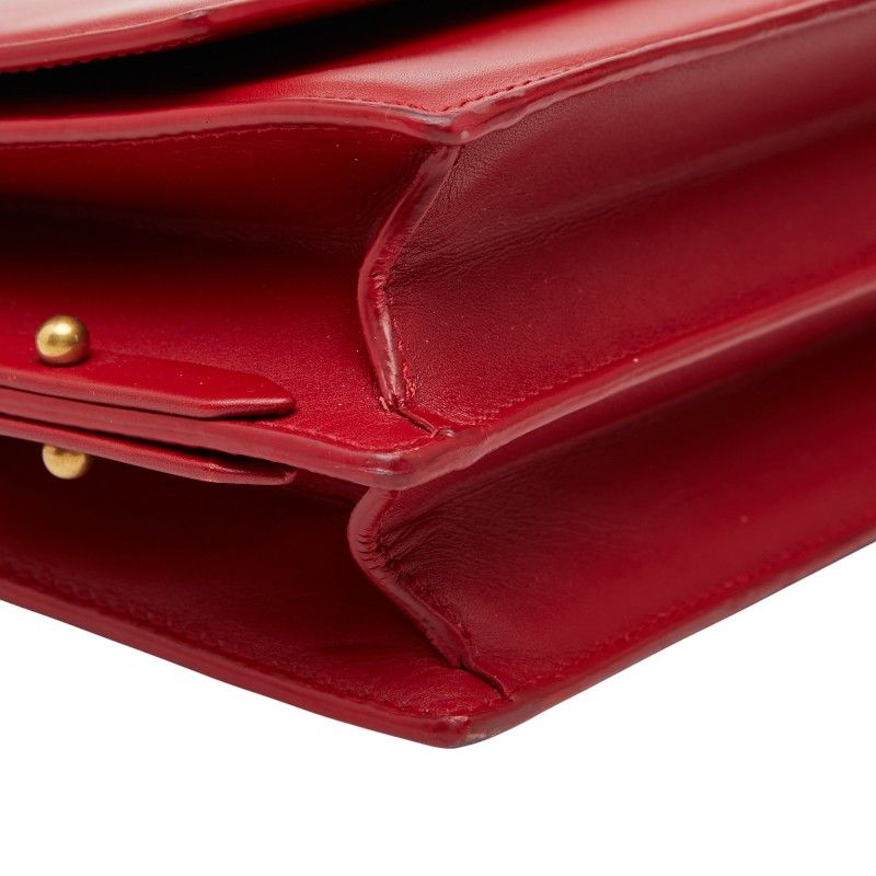 Saint Laurent Zoe Chain Shoulder Bag Red Leather