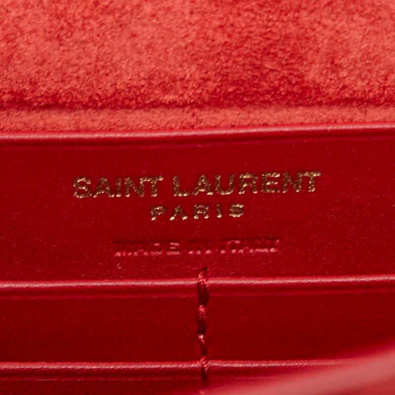 Saint Laurent Zoe Chain Shoulder Bag Red Leather