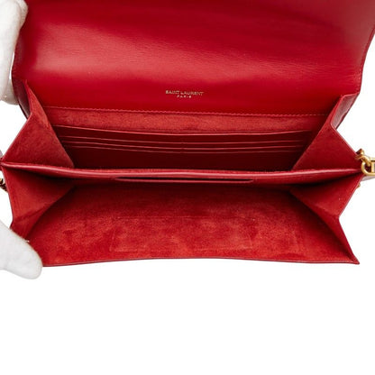 Saint Laurent Zoe Chain Shoulder Bag Red Leather