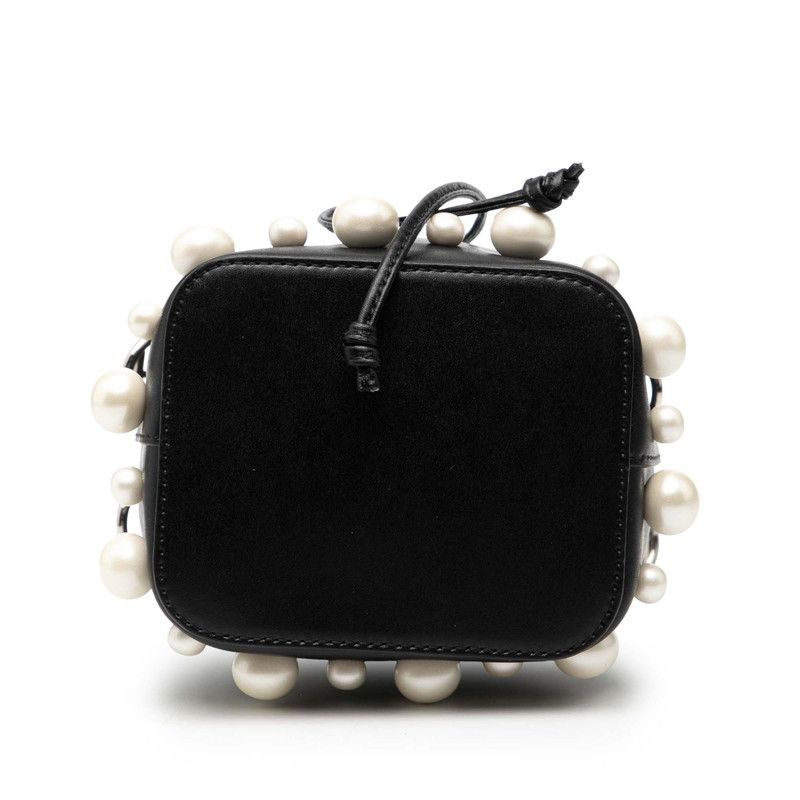 Fendi Mini Montresor Black Leather Faux Pearl