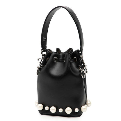 Fendi Mini Montresor Black Leather Faux Pearl