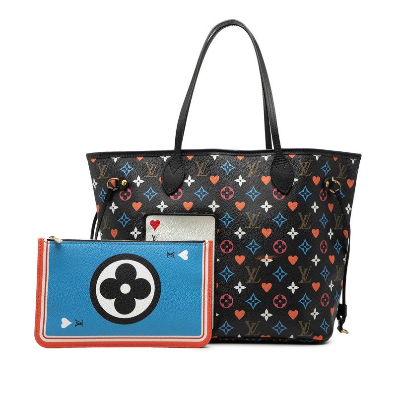 Louis Vuitton Gameon Monogram Neverfull MM Tote Shoulder Bag Black