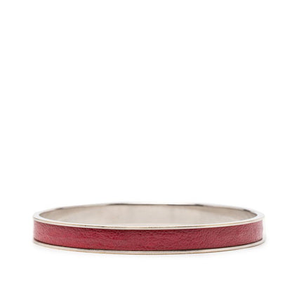 Hermes Kelly Cadena Bangle Bracelet Silver Red Metal Leather