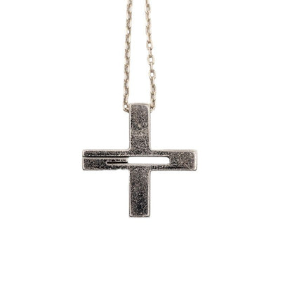 Gucci Cutout Cross Pendant Necklace Silver