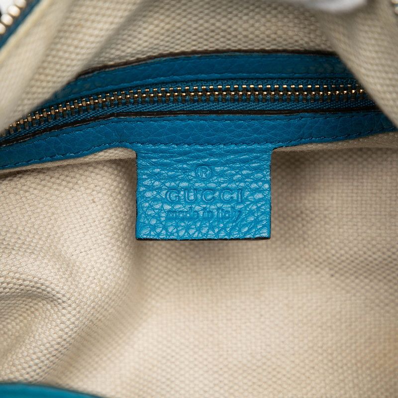 Gucci Soho Interlocking Tassel Mini Boston Bag Blue Leather
