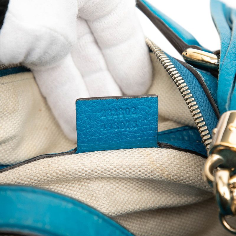 Gucci Soho Interlocking Tassel Mini Boston Bag Blue Leather