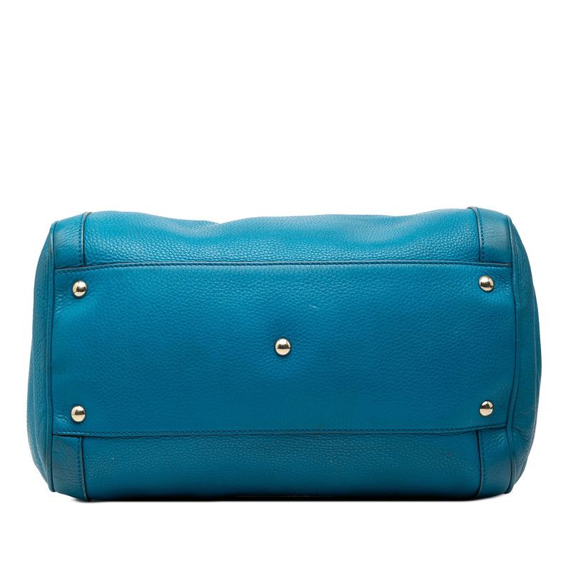 Gucci Soho Interlocking Tassel Mini Boston Bag Blue Leather