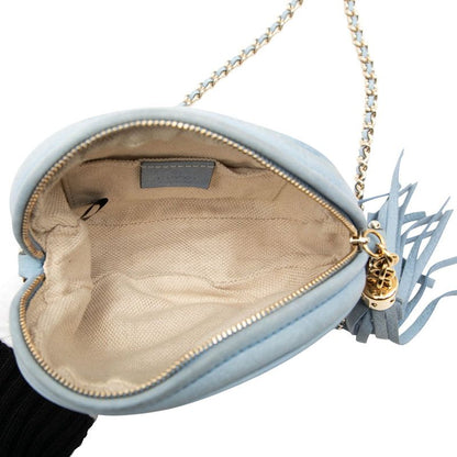 Gucci Interlocking Soho Tassel Chain Shoulder Bag Blue Leather